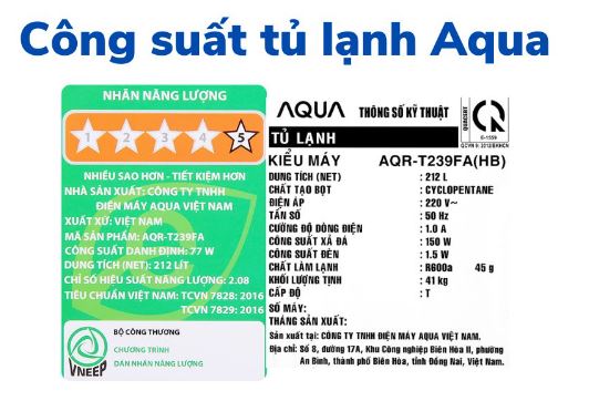 Tìm hiểu công suất tiêu thụ điện của tủ lạnh Aqua
