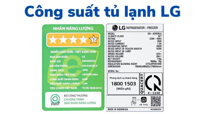 Thắc mắc: Công suất tiêu thụ điện của tủ lạnh LG bao nhiêu?